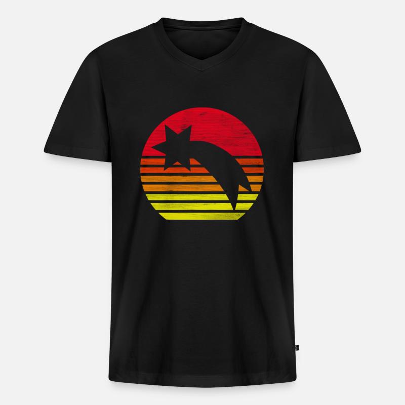 Retro Sternschnuppe Silhouette Geschenk - Männer Premium Bio T-Shirt mit V-Ausschnitt - Schwarz