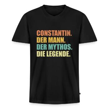 Constantin Name Mythos Legende Spruch Geschenk - Männer Premium Bio T-Shirt mit V-Ausschnitt - Schwarz - Vorne - Nico (187cm)