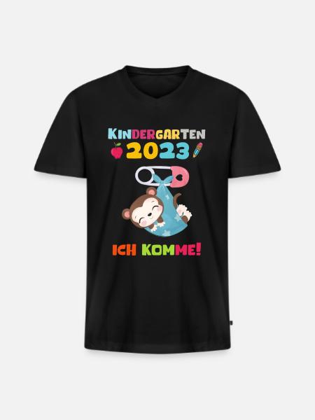 Kindergarten 2023 Ich Komme Mädchen Kita Geschenk - Männer Premium Bio T-Shirt mit V-Ausschnitt - Schwarz