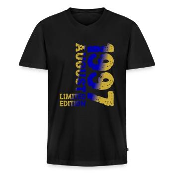 1997 August Limited Edition 26th Birthday Outfit - Men's Premium Organic T-shirt with V-neck - black - Front - Nico (187cm)