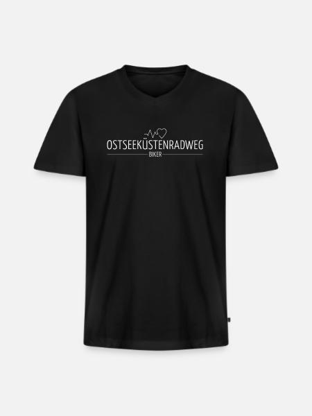 Ostseeküstenradweg Biker - Männer Premium Bio T-Shirt mit V-Ausschnitt - Schwarz