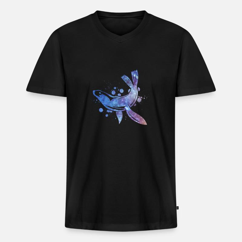 Robbe - Männer Premium Bio T-Shirt mit V-Ausschnitt - Schwarz