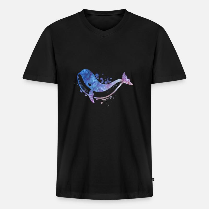 Walfisch - Männer Premium Bio T-Shirt mit V-Ausschnitt - Schwarz
