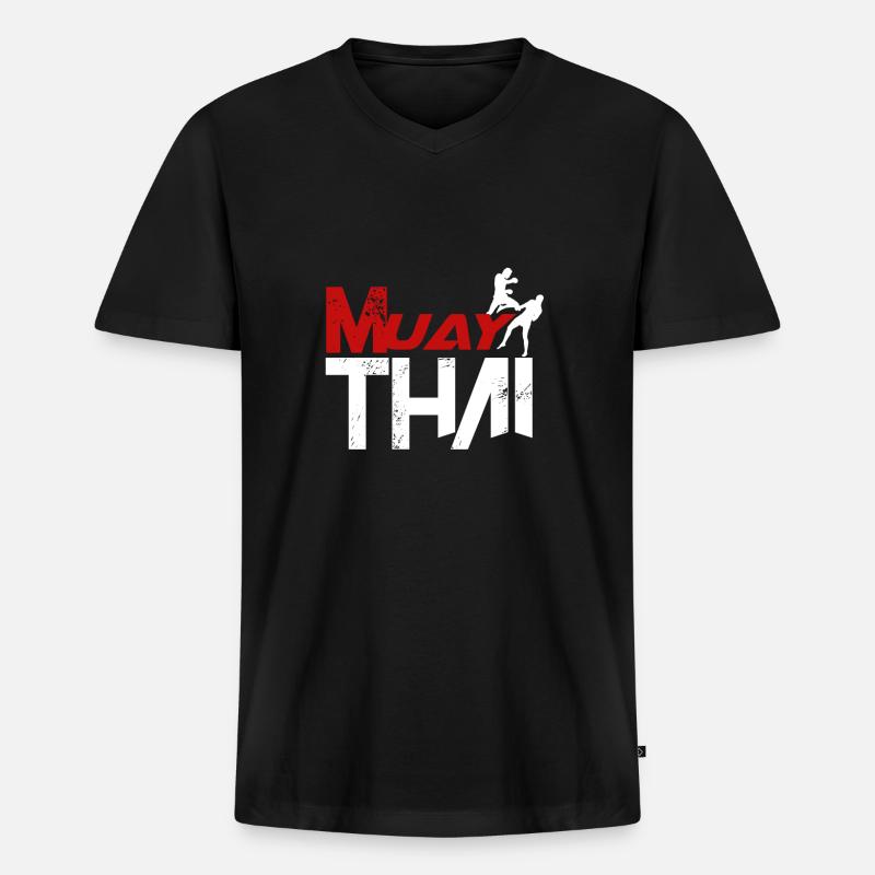 Muay Thai - Männer Premium Bio T-Shirt mit V-Ausschnitt - Schwarz