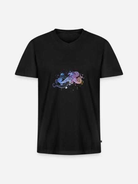 Octopus - Men's Premium Organic T-shirt with V-neck - black