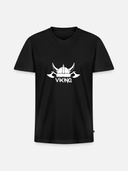 Viking - Männer Premium Bio T-Shirt mit V-Ausschnitt - Schwarz