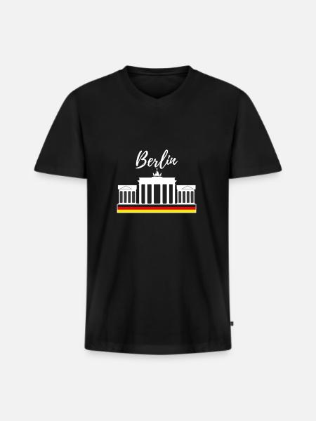 Berlin - T-shirt encolure en V Premium bio Homme - noir