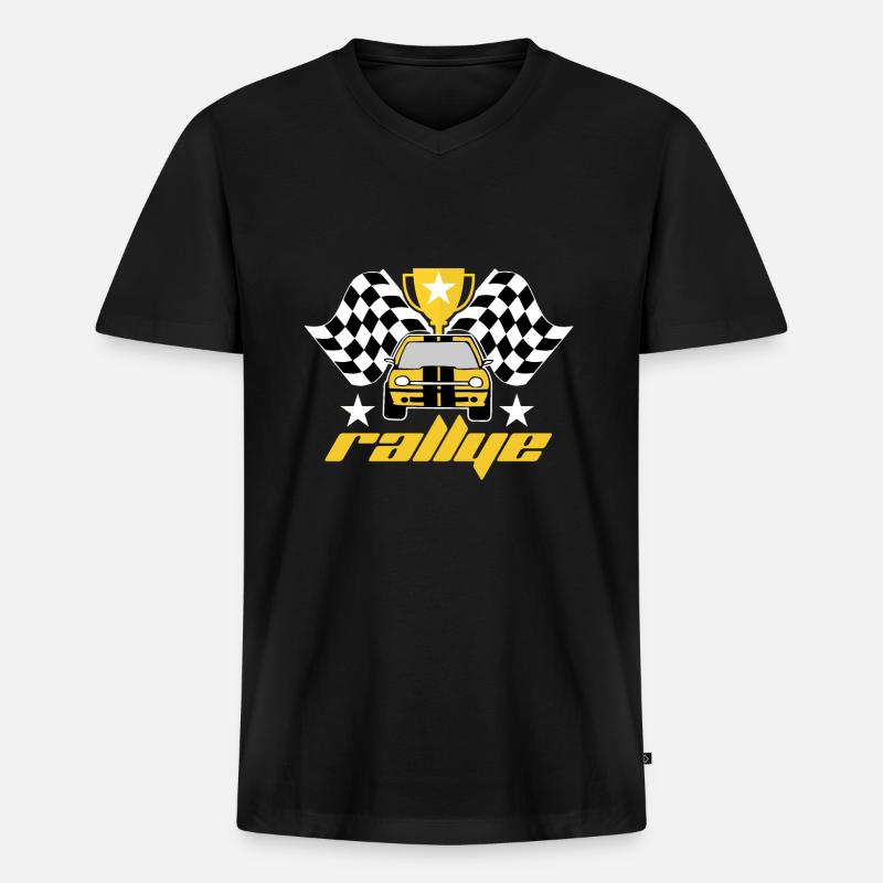 Rallye - Männer Premium Bio T-Shirt mit V-Ausschnitt - Schwarz