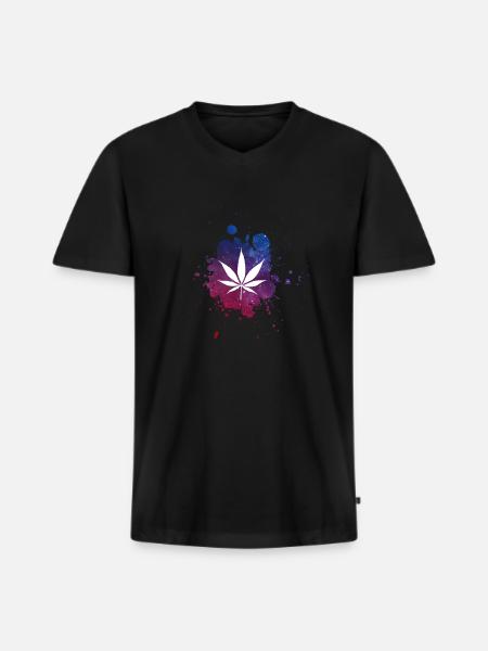 cannabis leaf - Men's Premium Organic T-shirt with V-neck - black