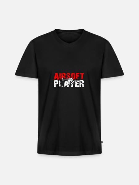 Airsoft Player - Männer Premium Bio T-Shirt mit V-Ausschnitt - Schwarz