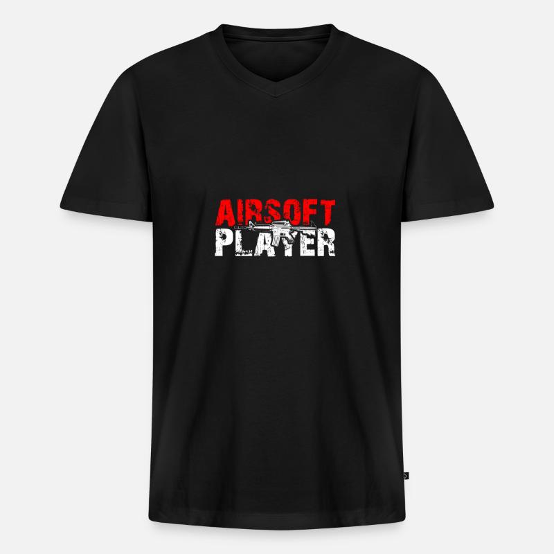 Airsoft Player - Männer Premium Bio T-Shirt mit V-Ausschnitt - Schwarz