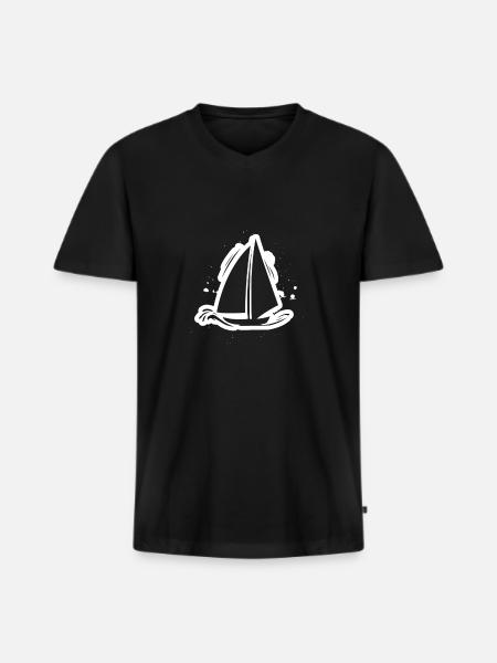 Sailboat - Men's Premium Organic T-shirt with V-neck - black