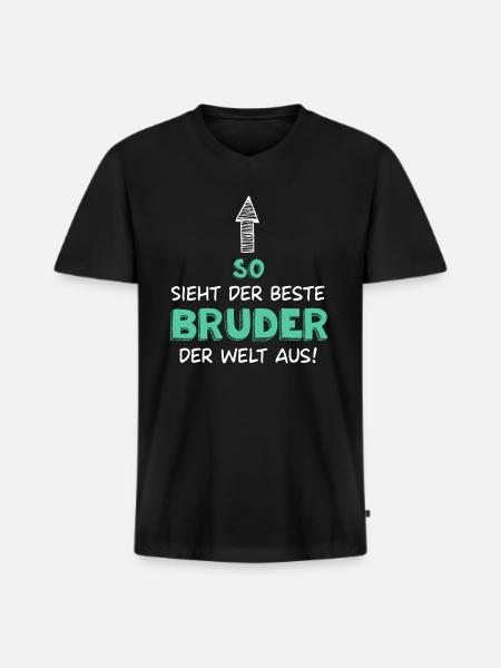Bester Bruder - Männer Premium Bio T-Shirt mit V-Ausschnitt - Schwarz