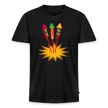 Raketen Feuerwerk Pyro - Männer Premium Bio T-Shirt mit V-Ausschnitt - Schwarz - Vorne - Nico (187cm)