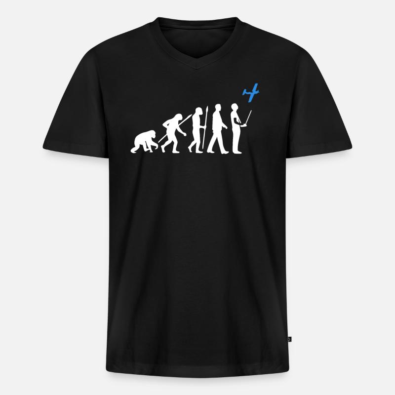 Vol modélisé Evolution - T-shirt encolure en V Premium bio Homme - noir