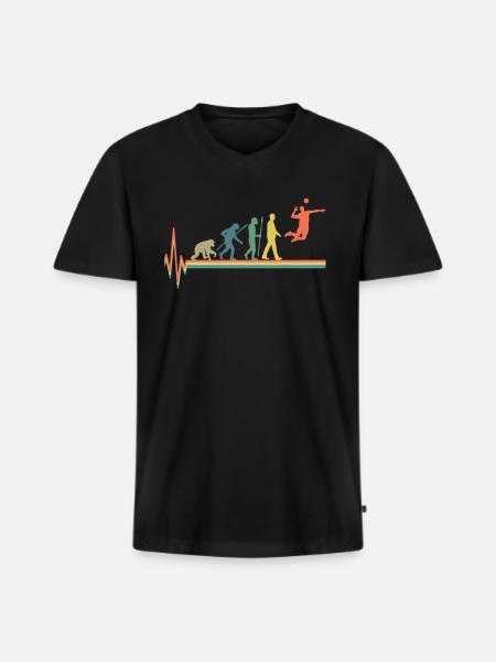 Evolution Volleyball Retro heartbeat - Men's Premium Organic T-shirt with V-neck - black