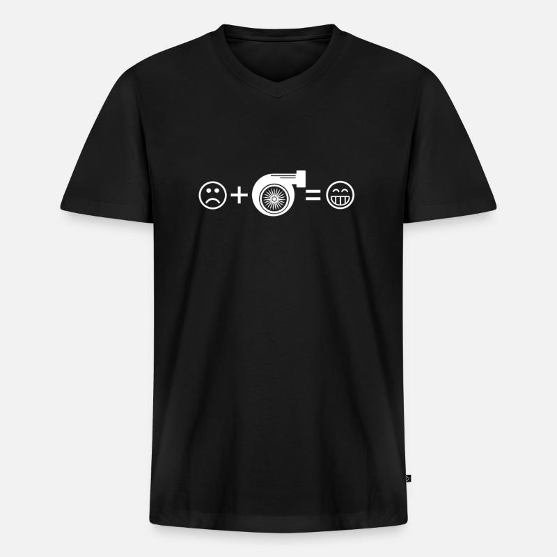 turbo smily - Männer Premium Bio T-Shirt mit V-Ausschnitt - Schwarz