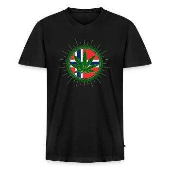 Norway Norwegen Cannabis - Männer Premium Bio T-Shirt mit V-Ausschnitt - Schwarz - Vorne - Nico (187cm)