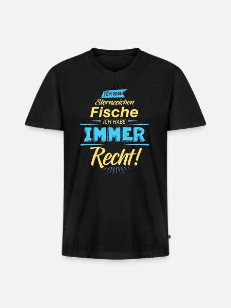 Sternzeichen Fische Spruch - Männer Premium Bio T-Shirt mit V-Ausschnitt - Schwarz