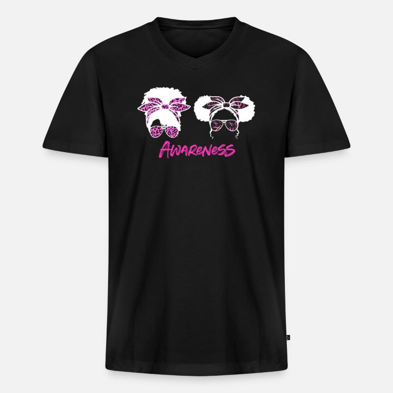 Brustkrebs Bewusstsein - Männer Premium Bio T-Shirt mit V-Ausschnitt - Schwarz