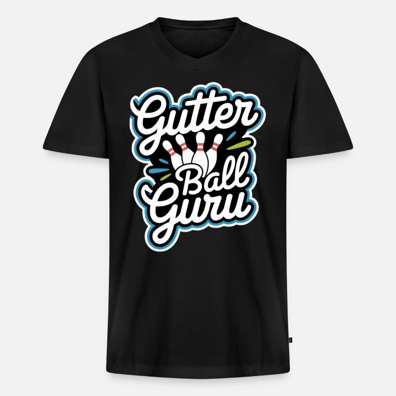 Gutter Ball Guru 11 - Männer Premium Bio T-Shirt mit V-Ausschnitt - Schwarz