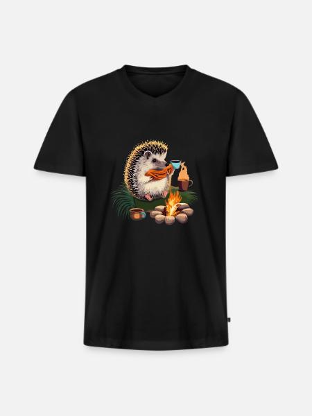 Lagerfeuer - Männer Premium Bio T-Shirt mit V-Ausschnitt - Schwarz