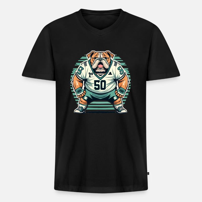 Rugby - Männer Premium Bio T-Shirt mit V-Ausschnitt - Schwarz