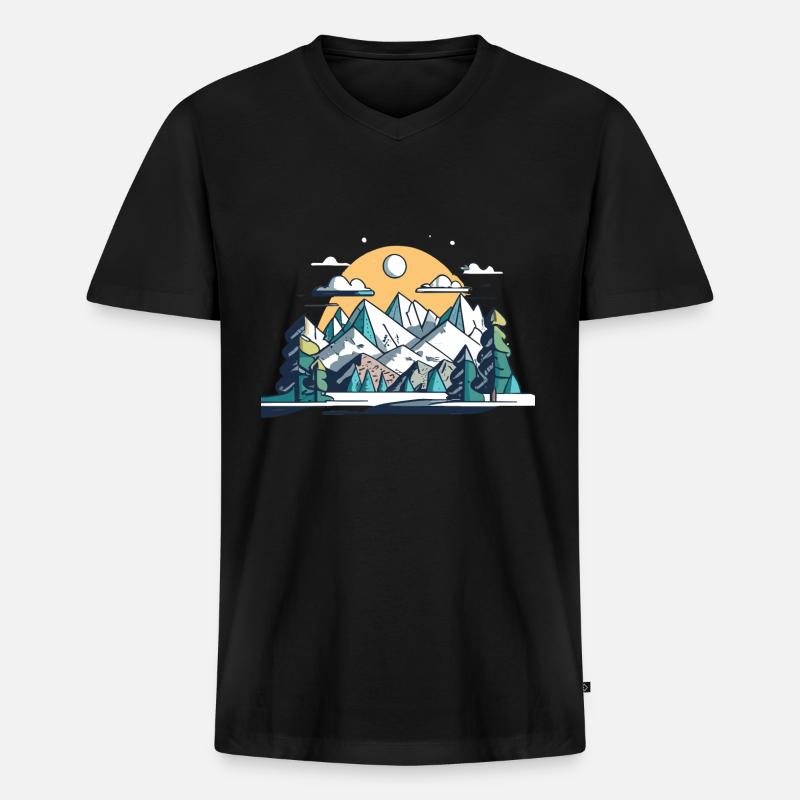 Berge - Männer Premium Bio T-Shirt mit V-Ausschnitt - Schwarz