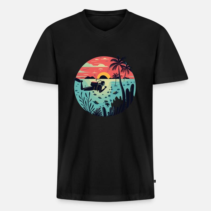 Taucher - Männer Premium Bio T-Shirt mit V-Ausschnitt - Schwarz