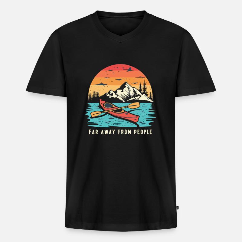 Kajak - Männer Premium Bio T-Shirt mit V-Ausschnitt - Schwarz
