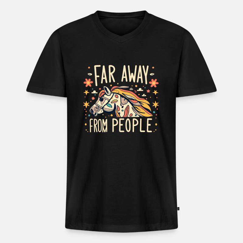 Pferd - Männer Premium Bio T-Shirt mit V-Ausschnitt - Schwarz