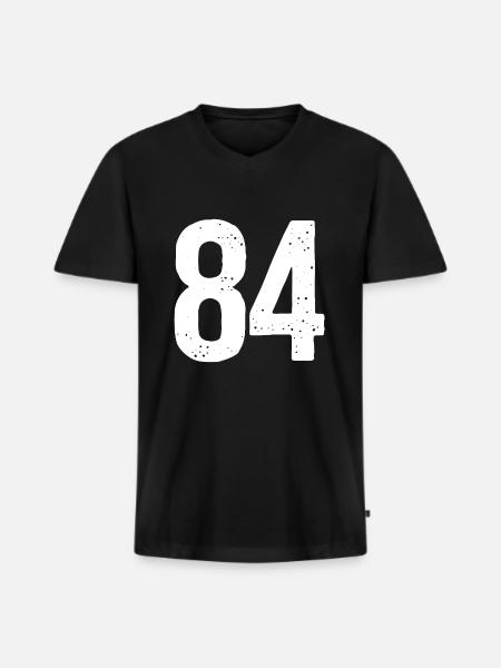 84 Numéros Blanc - T-shirt encolure en V Premium bio Homme - noir