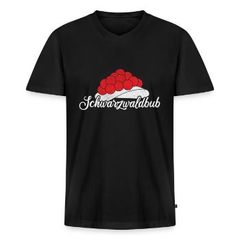 Bollenhut Schwarzwaldbub - Männer Premium Bio T-Shirt mit V-Ausschnitt - Schwarz - Vorne - Nico (187cm)