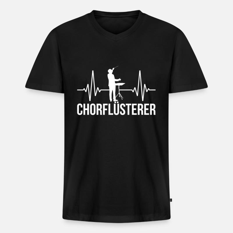 Chorleiter Dirigent Herzschlag - Männer Premium Bio T-Shirt mit V-Ausschnitt - Schwarz