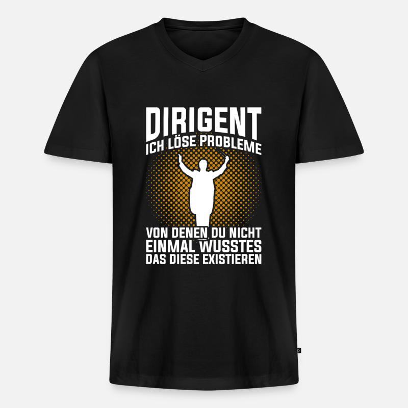 Retro Chorleiter Dirigent - Männer Premium Bio T-Shirt mit V-Ausschnitt - Schwarz