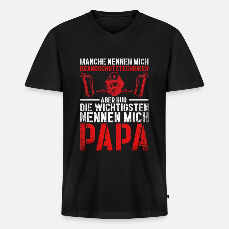 Brandschutztechniker Vater Brandschutz - Männer Premium Bio T-Shirt mit V-Ausschnitt - Schwarz