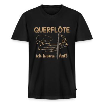 Querflöte ich kanns halt Musikinstrument Flöte - Männer Premium Bio T-Shirt mit V-Ausschnitt - Schwarz - Vorne - Nico (187cm)