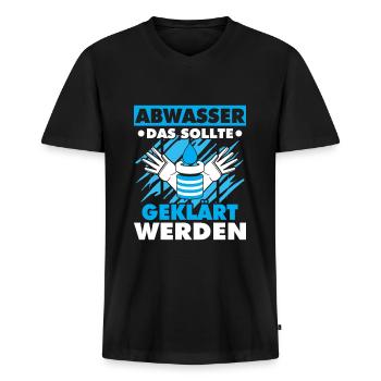 Abwassertechniker Abwasser geklärt Kläranlage - Männer Premium Bio T-Shirt mit V-Ausschnitt - Schwarz - Vorne - Nico (187cm)