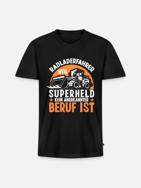 Radlader Radladerfahrer Supherheld - Männer Premium Bio T-Shirt mit V-Ausschnitt - Schwarz