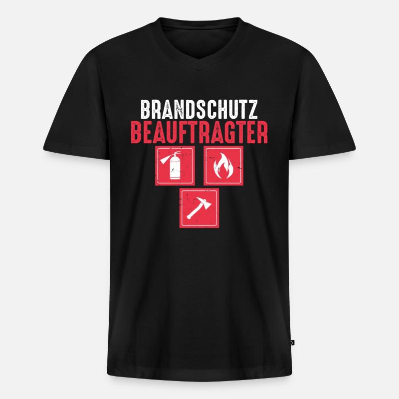 Brandschutzbeauftragter Brandschutz Beruf - Männer Premium Bio T-Shirt mit V-Ausschnitt - Schwarz