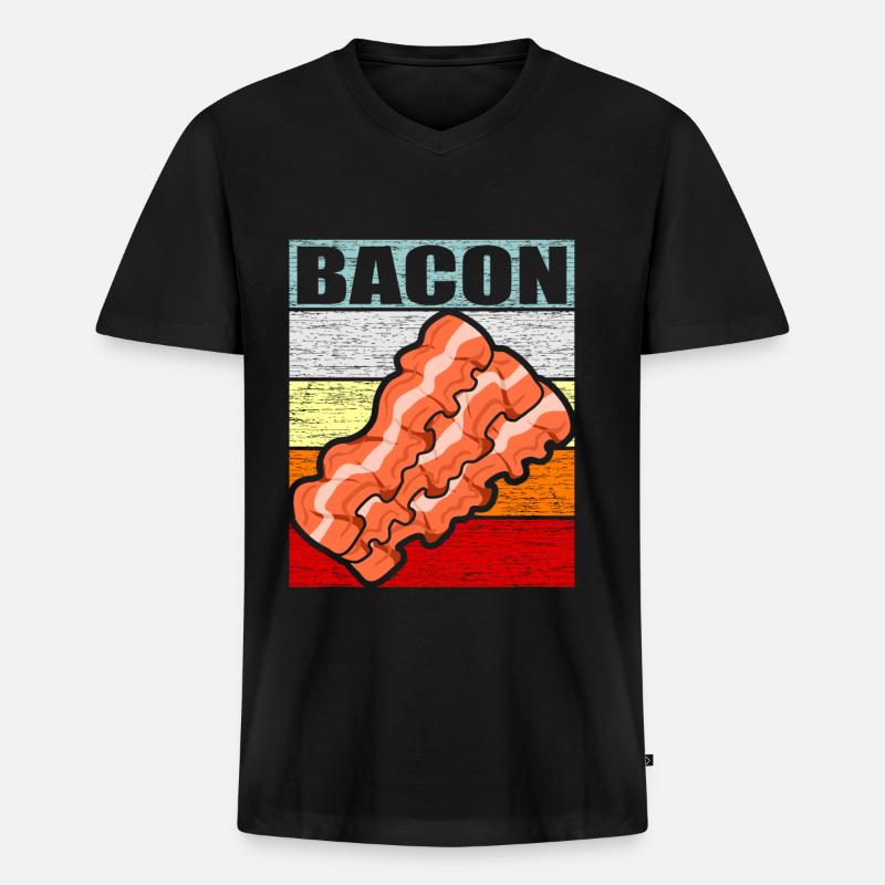 Bacon - Männer Premium Bio T-Shirt mit V-Ausschnitt - Schwarz