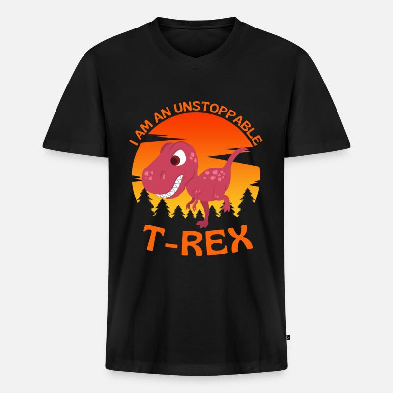 Ich bin ein unaufhaltsamer T-Rex - Männer Premium Bio T-Shirt mit V-Ausschnitt - Schwarz