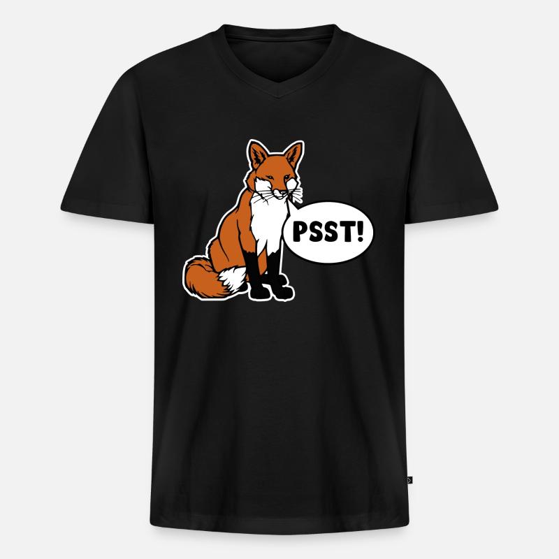 Schweigefuchs PSST! - Männer Premium Bio T-Shirt mit V-Ausschnitt - Schwarz