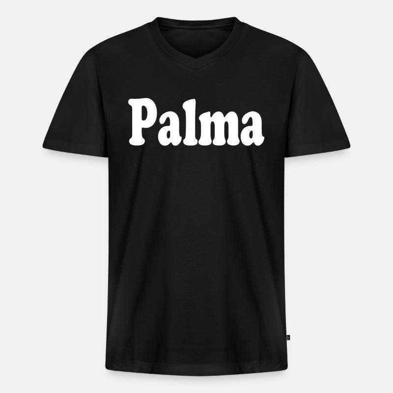 PALMA - Männer Premium Bio T-Shirt mit V-Ausschnitt - Schwarz