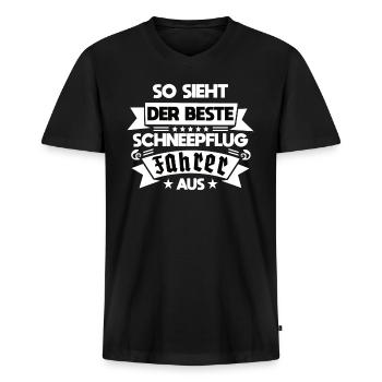 So Sieht Der Beste Schneepflugfahrer Aus Lustiges - Männer Premium Bio T-Shirt mit V-Ausschnitt - Schwarz - Vorne - Nico (187cm)