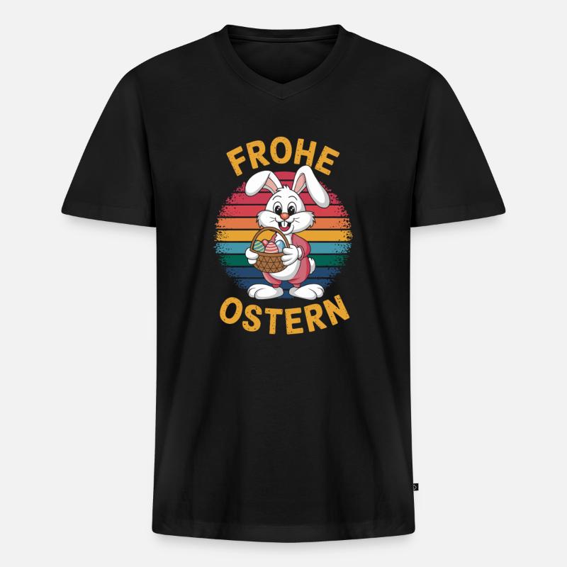 Frohe Ostern Lustiges - Männer Premium Bio T-Shirt mit V-Ausschnitt - Schwarz