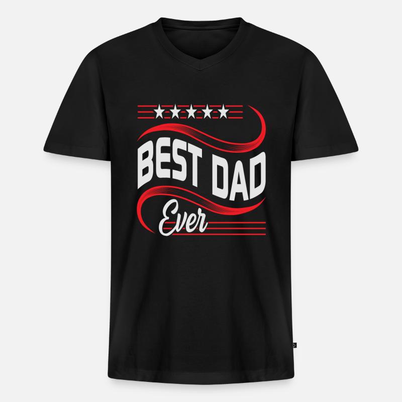 Bester Vater aller Zeiten - Männer Premium Bio T-Shirt mit V-Ausschnitt - Schwarz