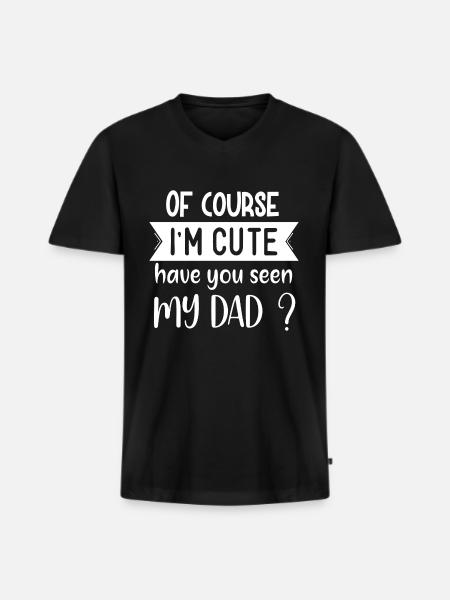 Of course I'm cute - Men's Premium Organic T-shirt with V-neck - black