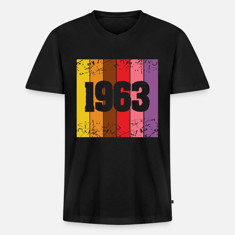 63er - Männer Premium Bio T-Shirt mit V-Ausschnitt - Schwarz