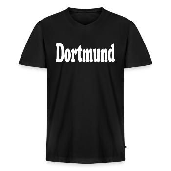 Dortmund - Männer Premium Bio T-Shirt mit V-Ausschnitt - Schwarz - Vorne - Nico (187cm)